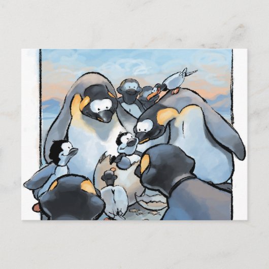 Nieuwe Baby Geboorte Pinguïn Felicitaties Leuke Fa Briefkaart (Voorkant)