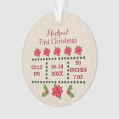 Nieuwe baby geboorte statistieken Kerstmis, geboor Ornament (voorkant)