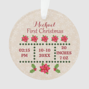 Nieuwe baby geboorte statistieken Kerstmis, geboor Ornament