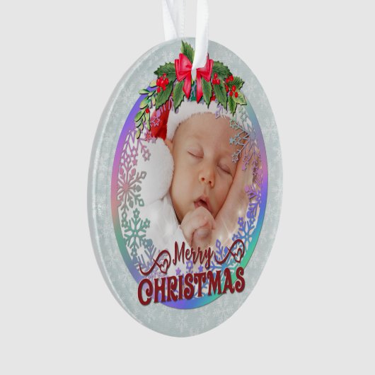 Nieuwe baby geboorte statistieken Kerstmis, geboor Ornament (voorkant)