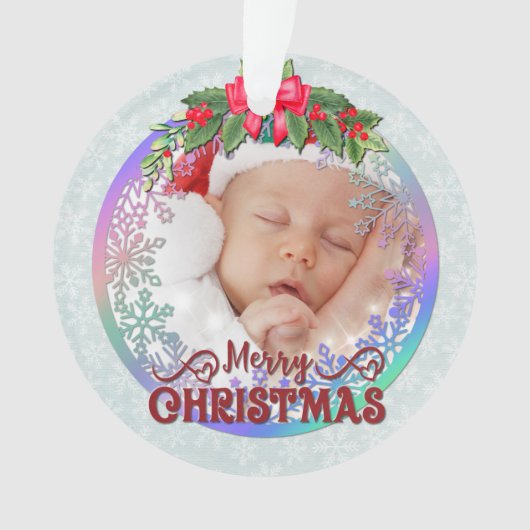 Nieuwe baby geboorte statistieken Kerstmis, geboor Ornament (voorkant)