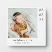 Nieuwe Baby Geboorte Stats Foto Fotoplaat (Voorkant)