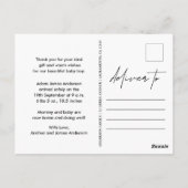 Nieuwe Baby Geboorteaankondiging Dank u Briefkaart (Achterkant)