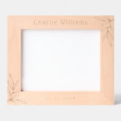 Nieuwe baby geboortedatum naam groen bladeren gegraveerde lijstjes (Voorkant)