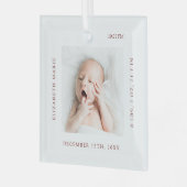 NIEUWE BABY | Geboortegegevens Glas Ornament (Voorkant links)