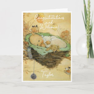 Nieuwe Baby Gefeliciteerd Flat Kaart