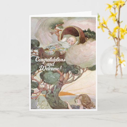  Nieuwe Baby Gefeliciteerd Flat Kaart (Gele Bloem)