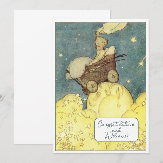  Nieuwe Baby Gefeliciteerd Flat Kaart (Voorkant / Achterkant)