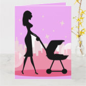 NIEUWE BABY GEFELICITEERD ROZE KAART (Gele Bloem)