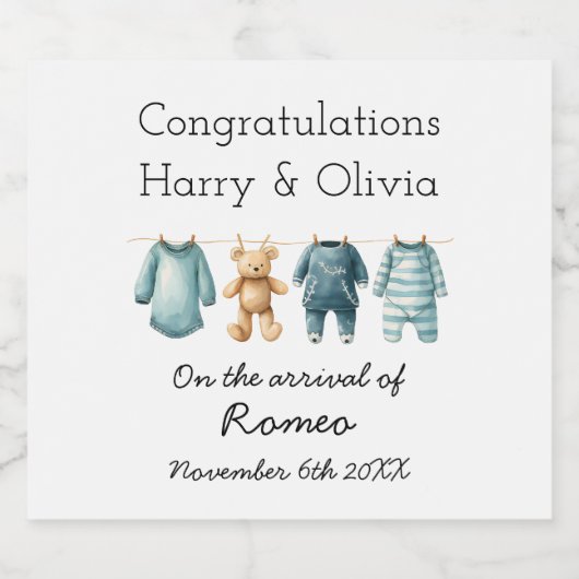 Nieuwe baby  Gefeliciteerd Sparkling Wijnetiket (Enkel label)