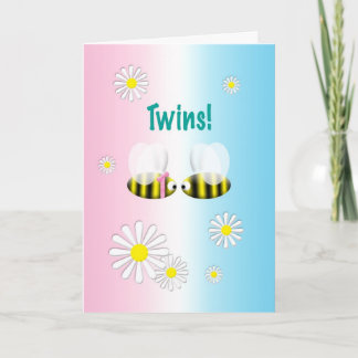 Nieuwe baby Gefeliciteerd Twins Boy en Girl Kaart