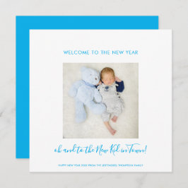 Nieuwe baby gelukkig nieuwjaar Foto blauw wit