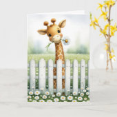 Nieuwe Baby Giraffe met Daisy Kaart (Gele Bloem)