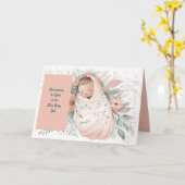 Nieuwe Baby Girl Aankondiging Kaart Peach Flowers (Gele Bloem)
