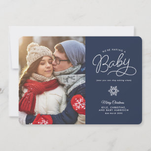 Nieuwe Baby Grappige Kerst Zwangerschap Aankondigi Feestdagenkaart
