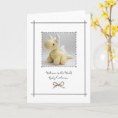 Nieuwe Baby Haak Draak Wenskaart Maatwerk  Kaart (Gele Bloem)