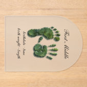 Nieuwe Baby-hand n footprint Acryl Uitnodigingen (Voorkant)