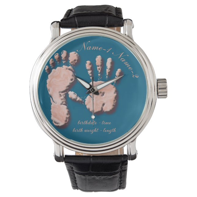 Nieuwe Baby-hand n footprint Horloge (Voorkant)