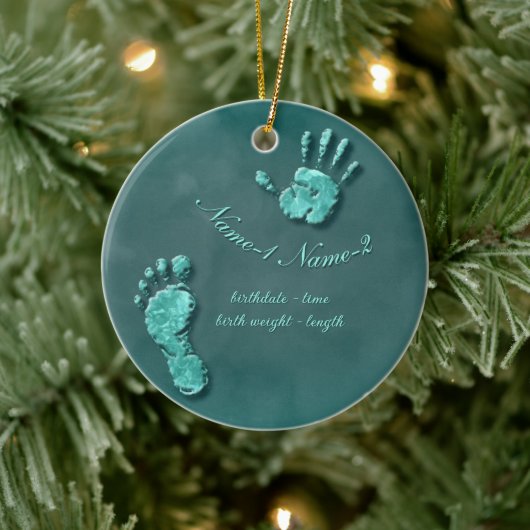 Nieuwe Baby-hand n footprint Keramisch Ornament (Boom)