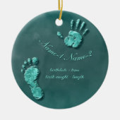 Nieuwe Baby-hand n footprint Keramisch Ornament (Voorkant)