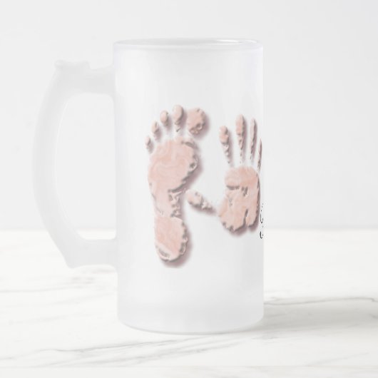 Nieuwe Baby-hand n footprint Matglas Bierpul (Links)