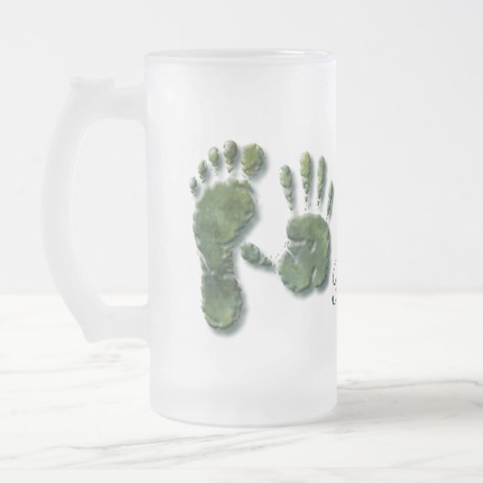 Nieuwe Baby-hand n footprint Matglas Bierpul (Links)