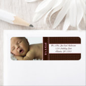 Nieuwe baby Het is een meisje bruin en roze Stippe Etiket (Insitu)