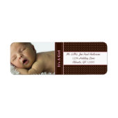 Nieuwe baby Het is een meisje bruin en roze Stippe Etiket (Voorkant)