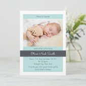 Nieuwe baby jongen aankondiging / dank je kaart (Staand voorkant)