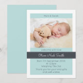 Nieuwe baby jongen aankondiging / dank je kaart (Voorkant / Achterkant)