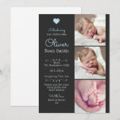 Nieuwe baby jongen aankondiging / dank je kaart A5 (Voorkant / Achterkant)