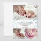 Nieuwe baby jongen aankondiging / dank je kaart A5 (Voorkant / Achterkant)