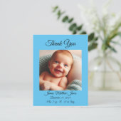 Nieuwe baby jongen dank u kaart / aankondiging (Staand voorkant)