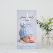 Nieuwe baby jongen geboorte aankondiging foto kaar (Staand voorkant)