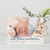 Nieuwe baby jongen geboorte aankondiging foto kaar (Staand voorkant)