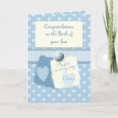 Nieuwe baby jongen gefeliciteerd blauw kaart (Voorkant)