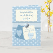 Nieuwe baby jongen gefeliciteerd blauw kaart (Gele Bloem)