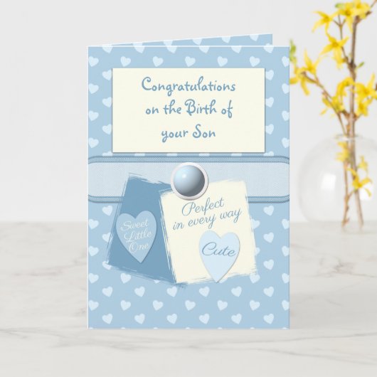 Nieuwe baby jongen gefeliciteerd blauw kaart (Gele Bloem)