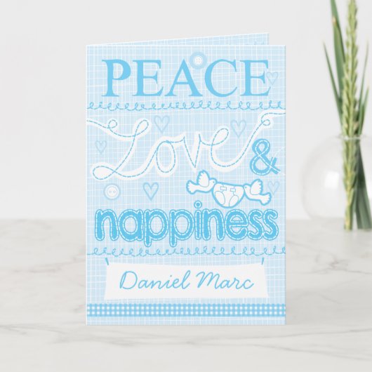 Nieuwe Baby jongen gestikte kaart (Voorkant)