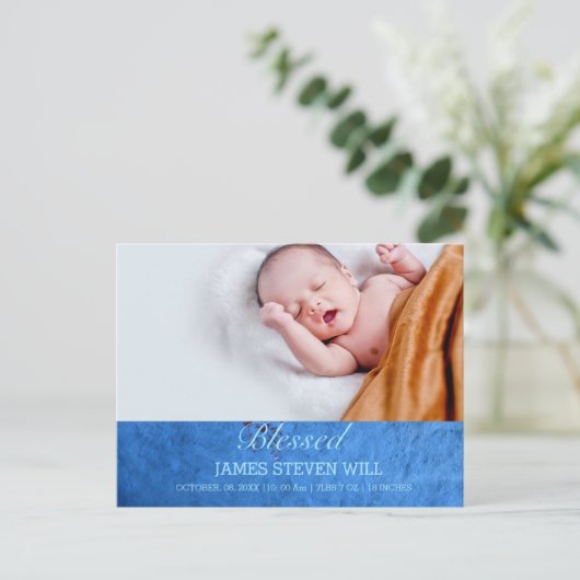 NIEUWE BABY, JONGEN  LIEF BABYFO TOE GEBOORTEAANKO BRIEFKAART (Staand voorkant)