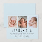 Nieuwe baby jongen, moderne foto dank u kaart (Voorkant / Achterkant)