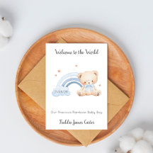 Nieuwe Baby Jongen Welkom Regenboog Baby Teddybeer