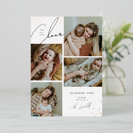 Nieuwe Baby juicht Happy New Year Kaart (Staand Voorkant)