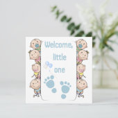 Nieuwe Baby Kaart BOY, Welkom nieuwe kleintje (Staand voorkant)