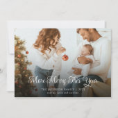 Nieuwe baby kerst familie foto feestdagenkaart (Voorkant)