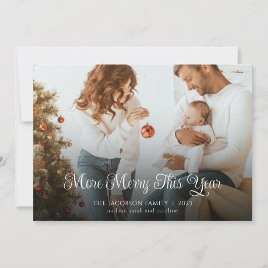 Nieuwe baby kerst familie foto feestdagenkaart (Voorkant)