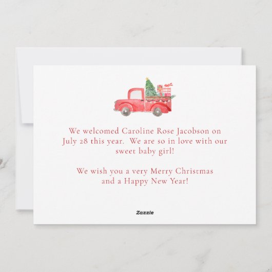 Nieuwe baby kerst familie foto feestdagenkaart (Achterkant)