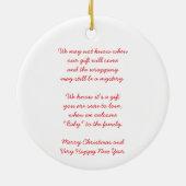 Nieuwe baby Kerstman aankondiging Keramisch Ornament (Achterkant)