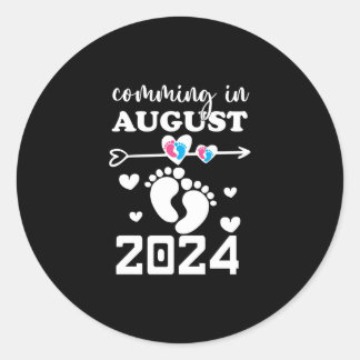Nieuwe Baby Komt in Augu 2 24 zwangerschap aankond Ronde Sticker