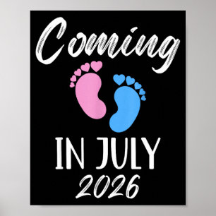 Nieuwe baby komt in juli 2026 Grappige baby shower Poster
